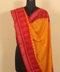 Yellow red colour handwoven cotton Dupatta