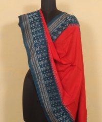 Red deepgreen colour handwoven cotton Dupatta