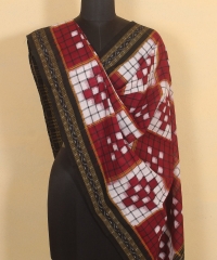 Marron white colour handloom dupatta