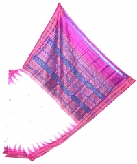 White and pink khandua silk saree