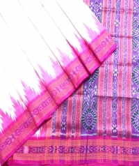 White and pink khandua silk saree