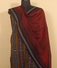 Black maroon colour handwoven cotton Suit Piece