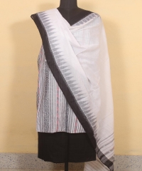Gray black white colour handwoven cotton Suit Piece