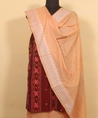 Maroon peach colour handwoven cotton Suit Piece
