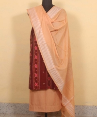 Maroon peach colour handwoven cotton Suit Piece