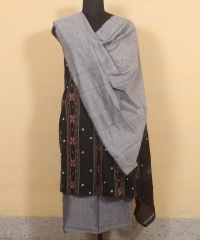 Black gray colour handwoven cotton Suit Piece