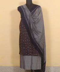 Navy blue gray colour handwoven cotton Suit Piece