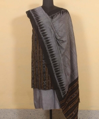 Black gray colour handwoven cotton Suit Piece