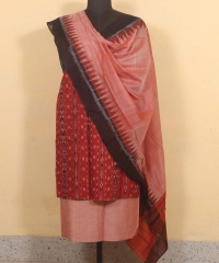Bricks brown peach colour handwoven cotton Suit Piece