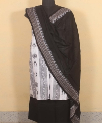  White black colour handwoven cotton Suit Piece