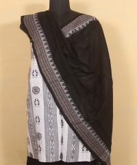  White black colour handwoven cotton Suit Piece
