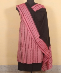 Pink black colour handwoven cotton Suit Piece