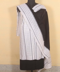 White black colour handwoven cotton Suit Piece