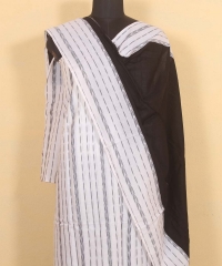 White black colour handwoven cotton Suit Piece
