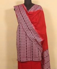 Light maroon red colour handwoven cotton Suit Piece