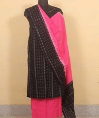 Black pink colour handwoven cotton Suit Piece