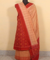 Orange cream colour handwoven cotton Suit Piece