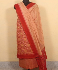 Cream orange colour handwoven cotton Suit Piece