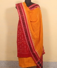Red yellow colour handwoven cotton Suit Piece