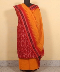 Red yellow colour handwoven cotton Suit Piece