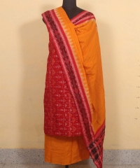 Red yellow colour handwoven cotton Suit Piece