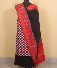 Red black white colour handwoven cotton Suit Piece