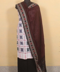 White black colour handwoven cotton Suit Piece