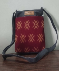 MAROON HANDMADE SAMBALPURI SLING BAG