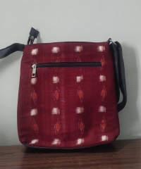 MAROON HANDMADE SAMBALPURI SLING BAG