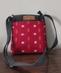 RED HANDMADE SAMBALPURI SLING BAG