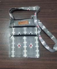 GRAY HANDMADE SAMBALPURI SLING BAG