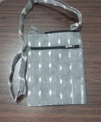 GRAY HANDMADE SAMBALPURI SLING BAG