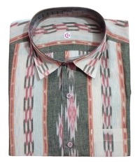 CREAM SAMBALPURI HANDLOON HALF SHIRT