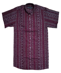 MAROON SAMBALPURI HANDLOON HALF SHIRT