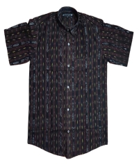 BLACK SAMBALPURI HANDLOON HALF SHIRT