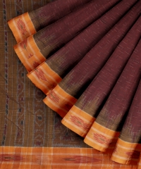 Maroon yellow handloom cotton saree