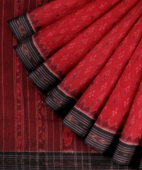 Red black handloom cotton saree