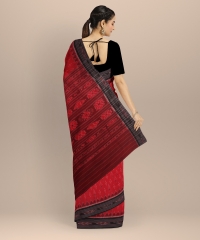 Red black handloom cotton saree