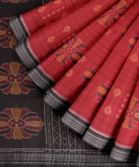 Red black handloom cotton saree