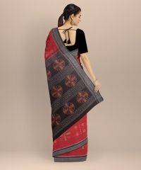 Red black handloom cotton saree