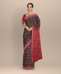 Coffee maroon red handloom cotton saree