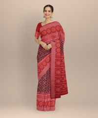 Maroon red handloom cotton saree