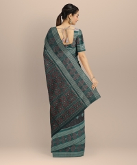 Black green handloom cotton saree