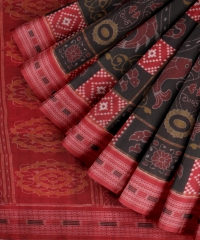 Black red handloom cotton saree