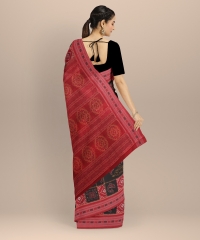 Black red handloom cotton saree