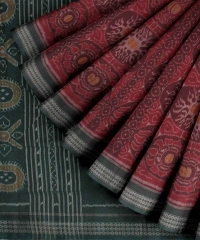 Maroon green handloom cotton saree