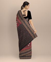 Red black handloom cotton saree