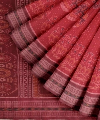 Red maroon handloom cotton saree