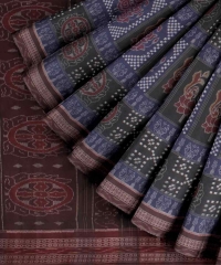 Blue black maroon handloom cotton saree