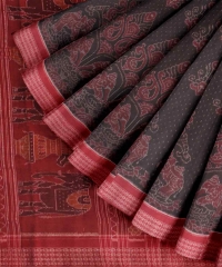 Coffee red handloom cotton saree